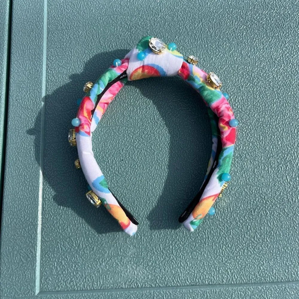 Lele Sadoughi x Roller Rabbit Ponderosa Beaded Crystal Knotted Headband